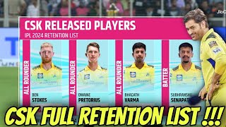 Thala Dhoni 🔥 CSK Release amp Retain Full List IPL 2024 [upl. by Adidnac]