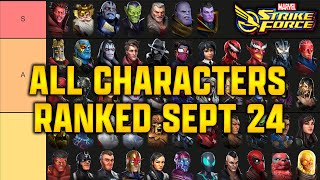 ALL CHARACTERS RANKED  TIER LIST  SEPT 2024  MARVEL Strike Force  MSF [upl. by Gaven700]