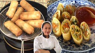 Crispy Vegetable Spring Rolls•Vegetable Roll Recipe • Easy Snacks Recipe  ThaiChef food [upl. by Lonny]