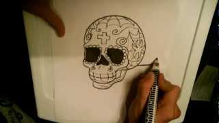 How to Draw a Sugar skull  Skull drawings [upl. by Jacobo]