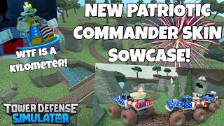 NEW PATRIOTIC COMMANDER SKIN SHOWCASE  Roblox Tower Defense Simulator [upl. by Cesar]