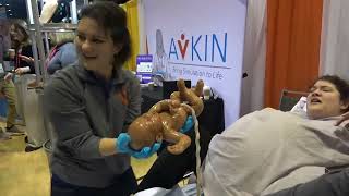 Avkin Demonstrates Wearable AvBirth Birthing Simulator at IMSH 2023 [upl. by Esiled]