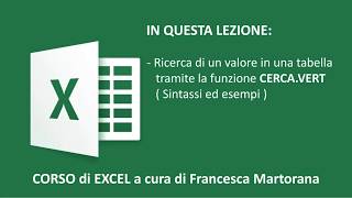 Excel  Tutorial 7G Funzione CERCAVERT cerca verticale [upl. by Negroj]