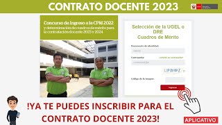 CONTRATO DOCENTE 2023  𝐈𝐍𝐒𝐂𝐑𝐈𝐏𝐂𝐈𝐎𝐍𝐄𝐒 𝐀𝐏𝐋𝐈𝐂𝐀𝐓𝐈𝐕𝐎 [upl. by Gusty815]