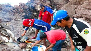 MIRA a ESTOS PESCADORES COMO PESCA Y COCINAN  pesca y cocina  fishing and cooking in the sea [upl. by Penrod722]