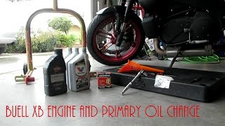 Buell XB Oil ChangeService Engine and Primary Do it YourselfDIY [upl. by Aicul]