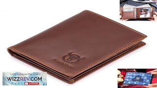 BULLCAPTAIN Mens Genuine Leather Wallet Multi Card Bag Large Capacity Bifold Wallet Review [upl. by Bunow]