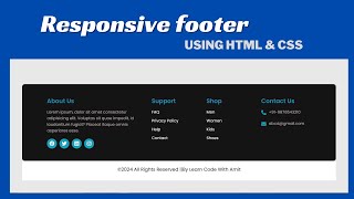 Responsive Footer Design Using HTML and CSS [upl. by Dolores287]