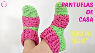 PANTUFLAS CROCHET PARA ADULTO EN TODAS LAS TALLAS [upl. by Arvonio927]