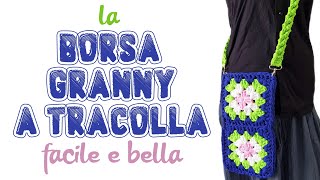 uncinetto facile  mini borsa con le mattonelle granny di fettuccia [upl. by Noral]