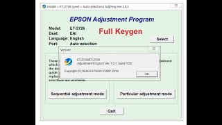 RESET EPSON ET2720 ET2726 reset ET2720ET2726 Adjustment Program Reset Adjprog Keygen 100 succes [upl. by Lowenstein987]