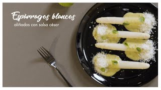 Recetas por Dani García espárragos blancos aliñados con salsa césar [upl. by Klockau438]