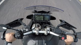 Yamaha MT09 Tracer top speed and wobble test [upl. by Corny]