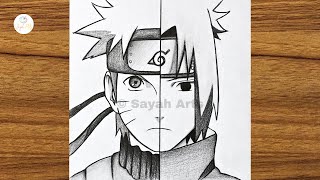 How to draw Naruto Vs Sasuke  How to draw anime step by step  Easy drawing ideas for beginners [upl. by Iruam]