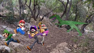 Wario Waluigi Mario amp Luigi Dies By Allodromeus While Running Through The Jungle [upl. by Litsyrk]