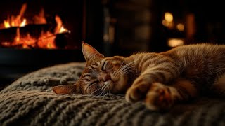 Cozy Purring Cat ASMR  Cozy Fireplace Burning amp Purr Sound  Healing Insomnia [upl. by Artimed]