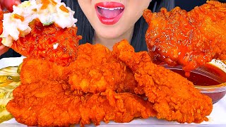 FRIED CHICKEN TENDERS DIPPED IN NASHVILLE HOT SAUCE  MUKBANG [upl. by Eivla]