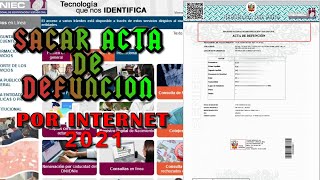 Copia Certificada de Acta o partida de Defunción vía internet 2021 proceso completo [upl. by Eilah]