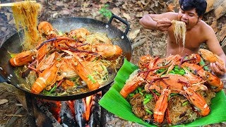 Cooking Noodle Seafood Crabs Shrimps eating so great  Fried Noodle Crabs Lobster Seafood recipe [upl. by Ahcim34]