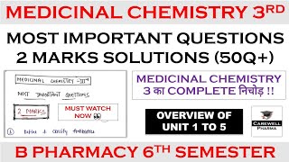 Solutions  2 marks complete  Medicinal Chemistry 6th semester Important Questions  Carewell P [upl. by Marguerie717]