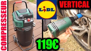 LIDL compresseur vertical PARKSIDE 1800W 50L 10BAR PVKO 50 A1 as Mecafer fifty 425090 Compressor [upl. by Benioff]