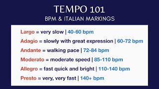 Tempo 101  BPM amp Italian Markings [upl. by Nivag934]