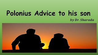 Polonius advice to his son  Poem  William Shakespeare  Second year English  Dr Sharada [upl. by Nedrah]