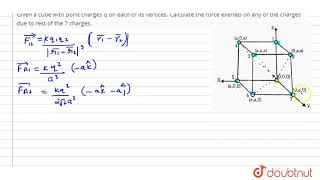 Given a cube with point charges q on each of its vertices Calculate the force exerted on any of t [upl. by Enyrb]