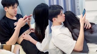 Cute couple love story❤️💋 Sweet couple hug and kiss💋❤️ Cute couple sleeping moment❤️😴 [upl. by Amr]