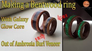 Making a Glowing Bentwood ring out of Ambrosia Burl veneer  DIY [upl. by Tsirc]