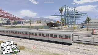 Grand Theft Auto V  Trains at Docks New Route [upl. by Nnawtna]