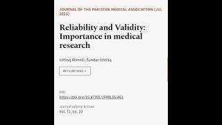 Reliability and Validity Importance in medical research  RTCLTV [upl. by Turnheim]