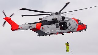 RNoAF AW101  Rescue Exercise Leirvik  ArrivalDeparture Stord airport august 2023 [upl. by Ilsel]