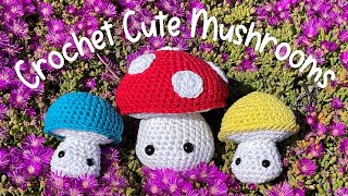 How to Crochet Cute Mushrooms  Beginner Crochet DIY [upl. by Aterg]