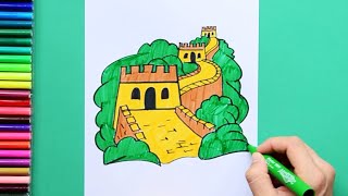 How to draw the Great Wall of China [upl. by Yahsel]