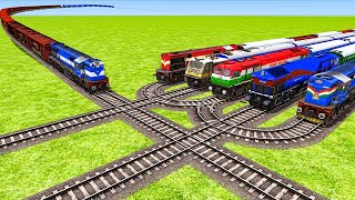 Impossible SIX Curvy Overlapping U Shape Rail Tracks Vs Trains Crossing  BeamNGDrive [upl. by Ylime826]