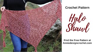 Easy Crochet Shawl Pattern  Halo Shawl [upl. by Ahtiekahs205]