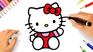 HOW TO DRAW HELLO KITTY 🎀😺 [upl. by Weissmann]