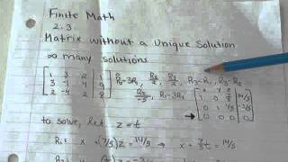 Finite Math 23 Matrix with Infinite Solutions and No Solution [upl. by Craw]