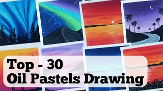 30 Easy Oil Pastels Drawing for Beginners  Nature Drawing for Beginners  Naveen Art [upl. by Politi317]