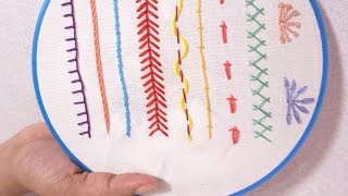 Hand Embroidery for Beginners  Part 5  10 Basic Stitches  HandiWorks 69 [upl. by Lesley]