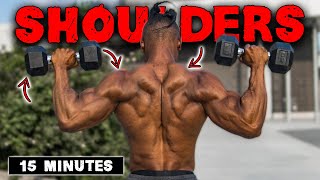 15 MINUTE LIGHTWEIGHT DUMBBELL SHOULDERS amp TRAPS WORKOUT [upl. by Ahrendt]