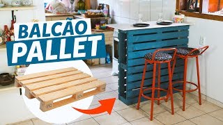 DIY  COMO FAZER BALCÃO DE PALLET FÁCIL [upl. by Esinwahs]