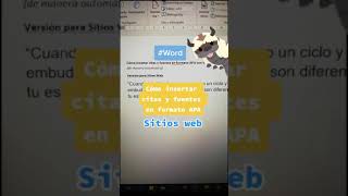 💡Cómo insertar citas y fuentes de SITIOS WEB en formato APA con WORD de manera automática Shorts [upl. by Perce495]