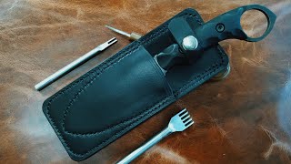 Make a Custom leather Knife Sheathknife sheath with horizontal and vertical belt loop [upl. by Arrol185]