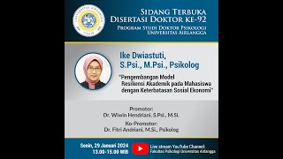 Sidang Terbuka Disertasi Doktor ke92 Ike Dwiastuti SPsi MPsi Psikolog [upl. by Haugen225]