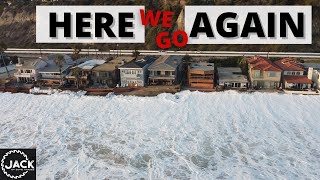 Powerful Waves Crash against Beach Houses and Destroy Parking Lot  Raw Footage [upl. by Lener]