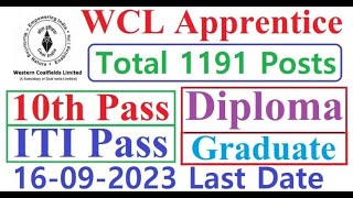 Western Coalfields Ltd Graduate amp Technician Apprentice 2024 Online WCL Apprentice Recruitment 2024 [upl. by Christianity]