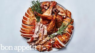 How To Carve A TurkeyNot at the Dining Table  Bon Appétit [upl. by Sudaorb]