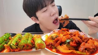 ASMR 집밥 제육볶음 오이소박이 먹방 spicy Pork Jeyuk bokkeum oisobagi Mukbang REALSOUND EATING SHOW [upl. by Anawqahs]